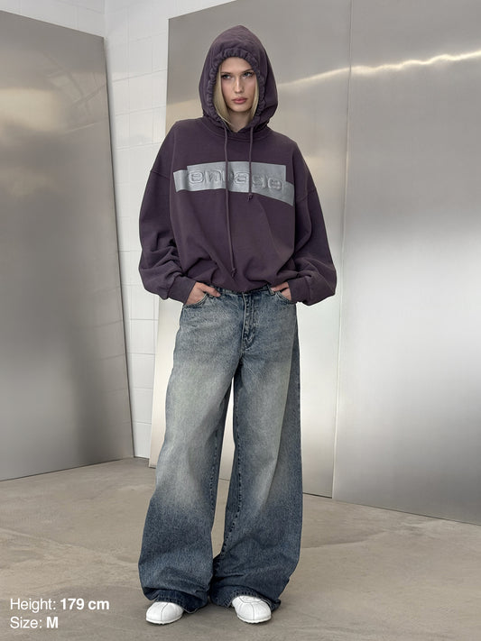 TAPE HOODIE - AUBERGINE