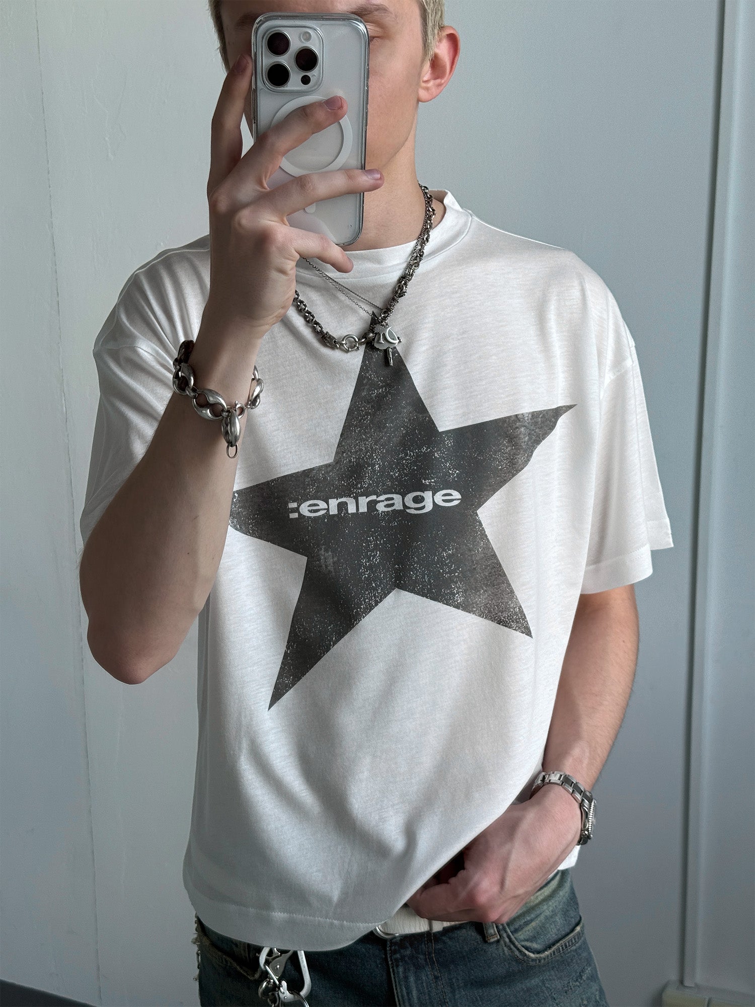 STAR TENCEL TEE - VINTAGE WHITE