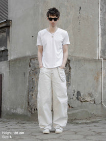 V-NECK TEE - WHITE