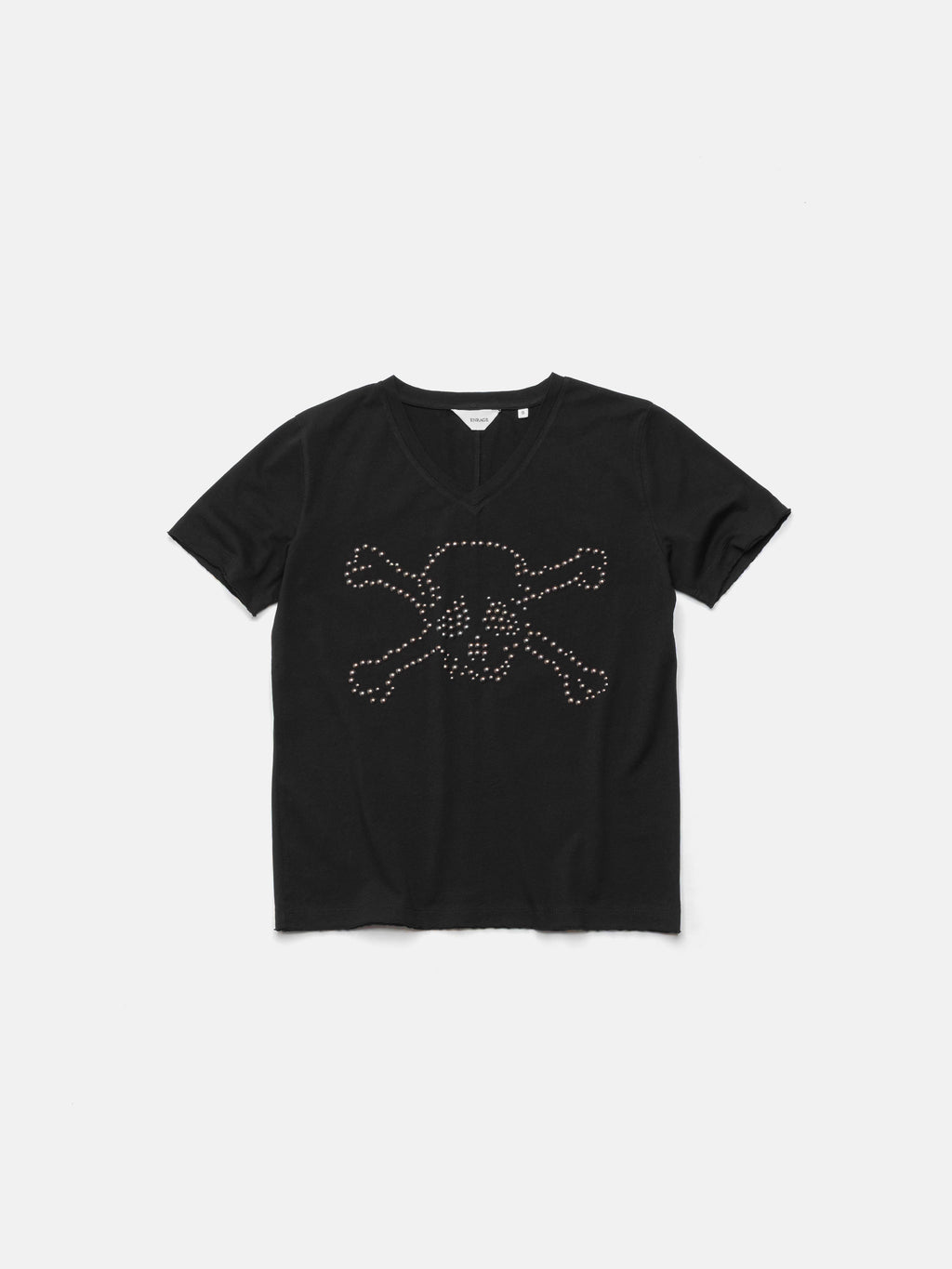 V-NECK TEE - BLACK STUDDED SKULL