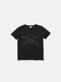 V-NECK TEE - BLACK STUDDED SKULL