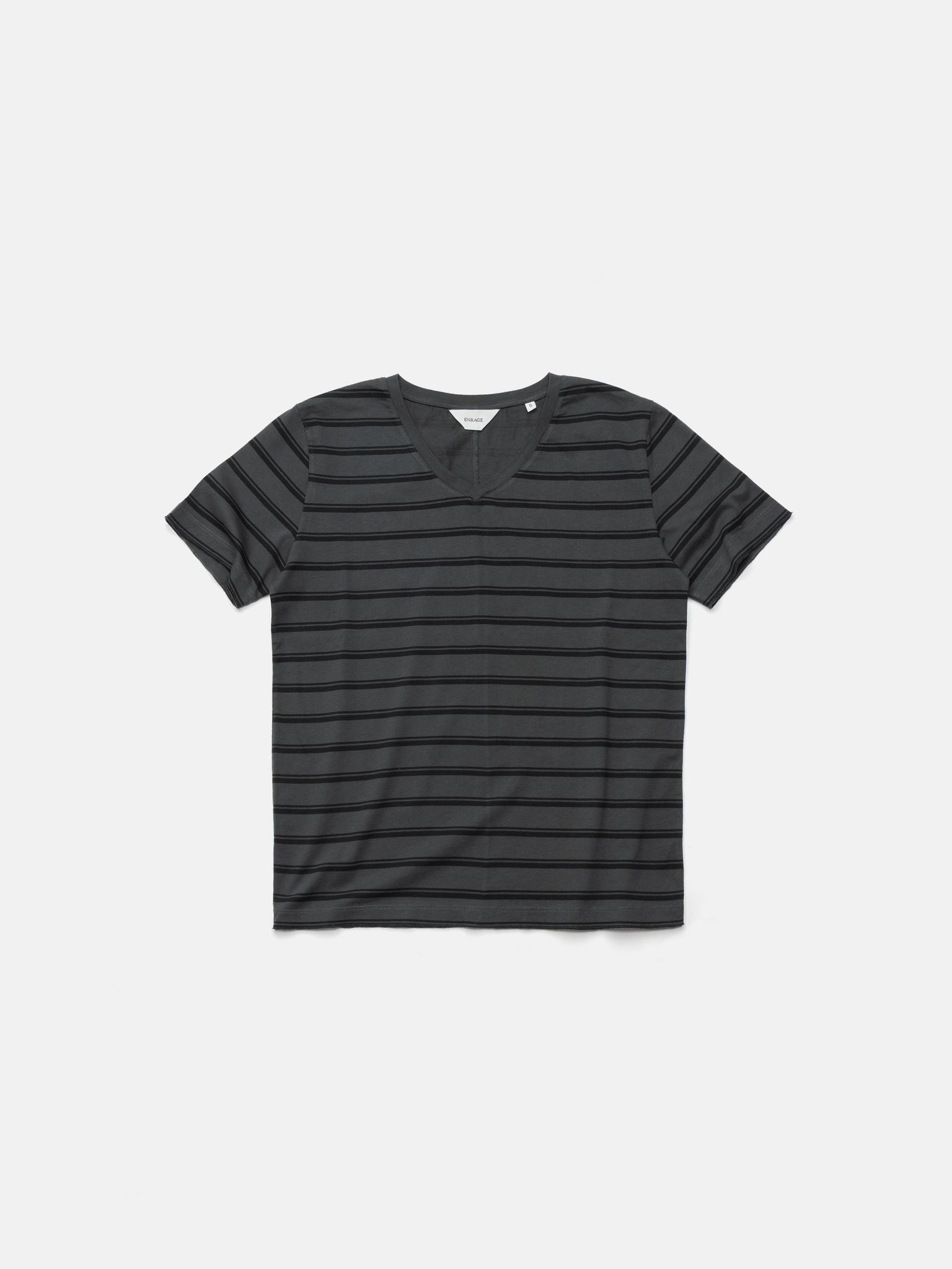 V-NECK TEE - BLACK STRIPED