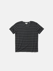 V-NECK TEE - BLACK STRIPED