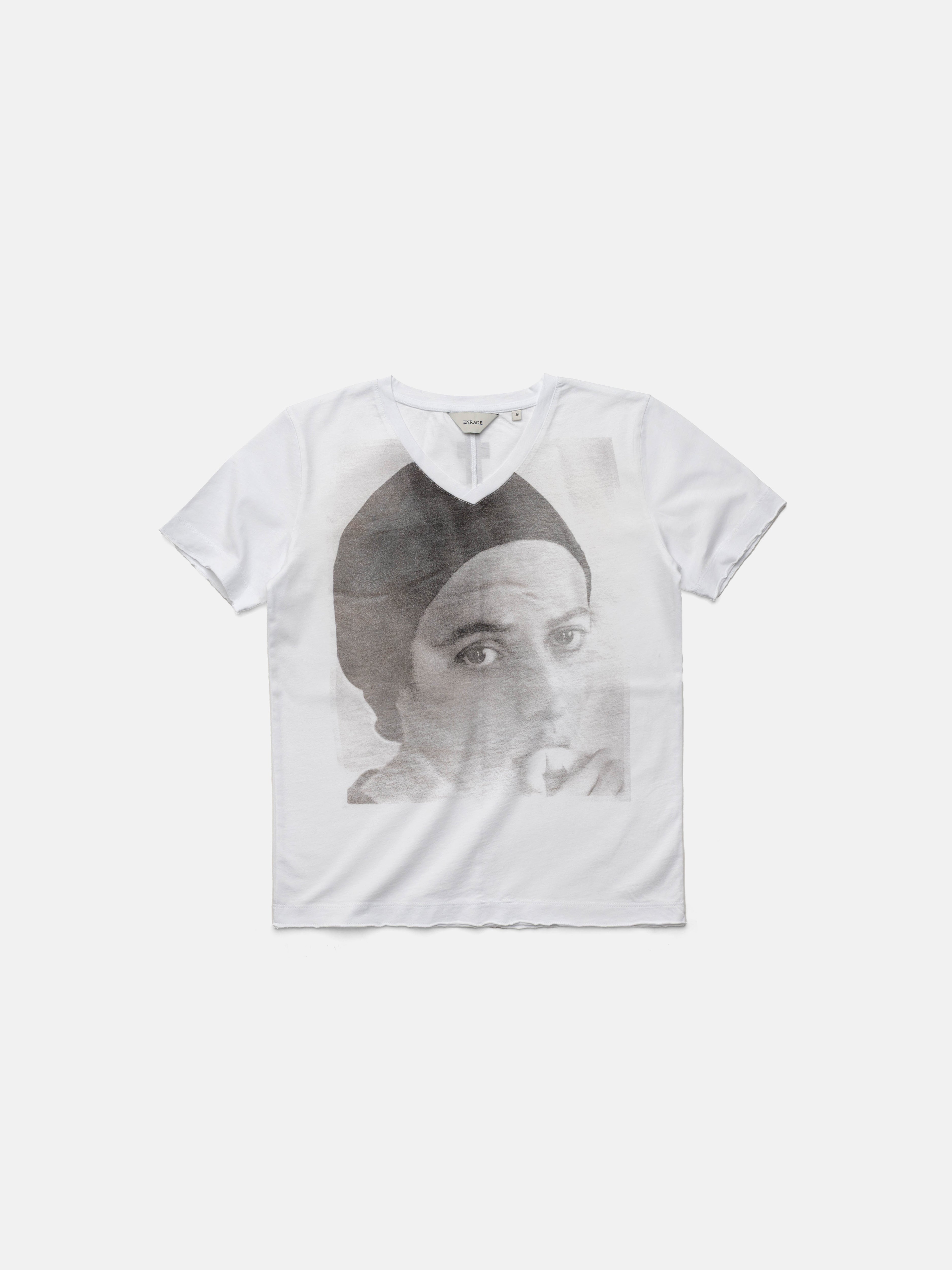 T-Shirt mit V-Ausschnitt – weiße Flagge