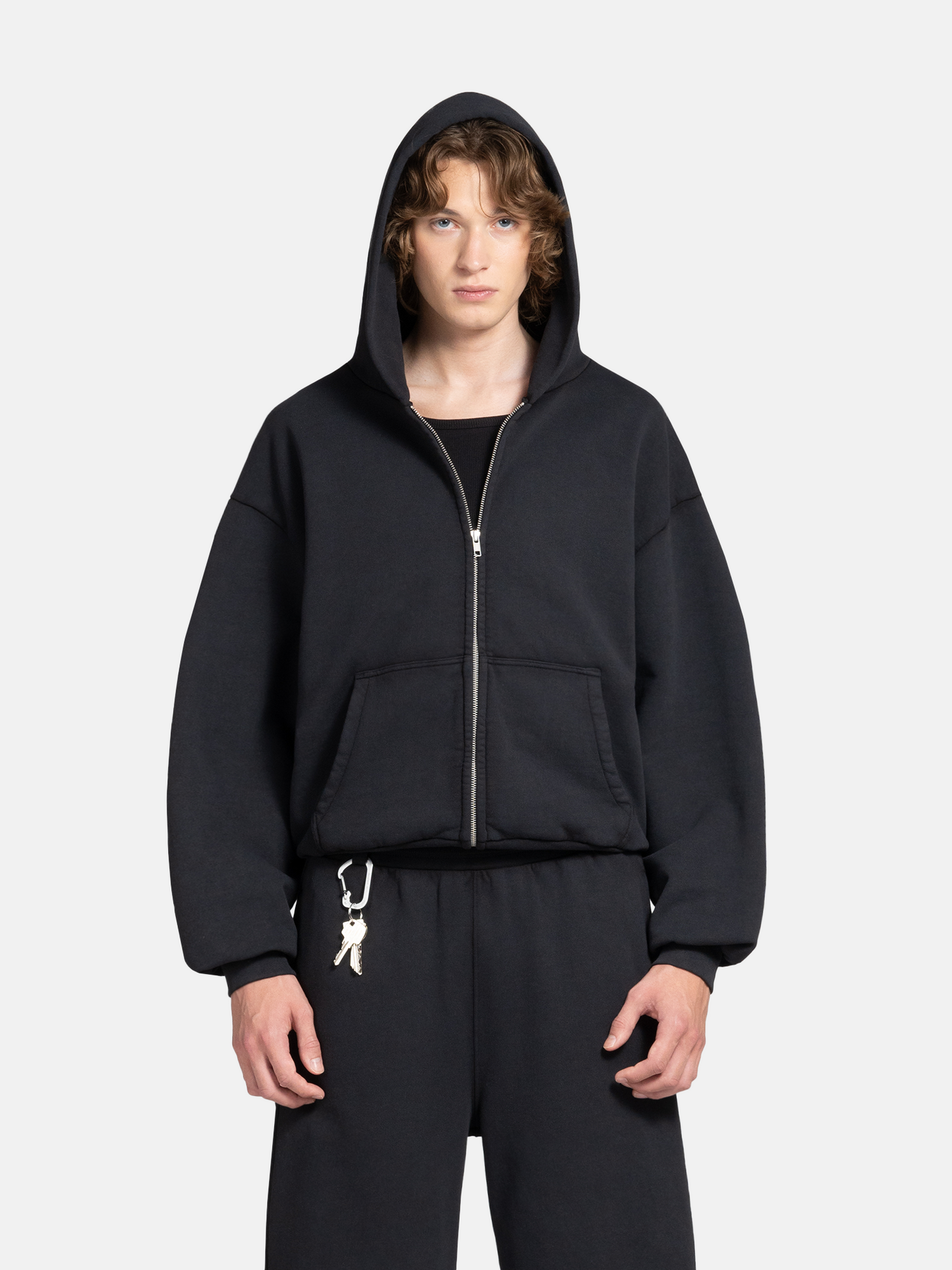 THE BLANC ZIP HOODIE - VINTAGE BLACK