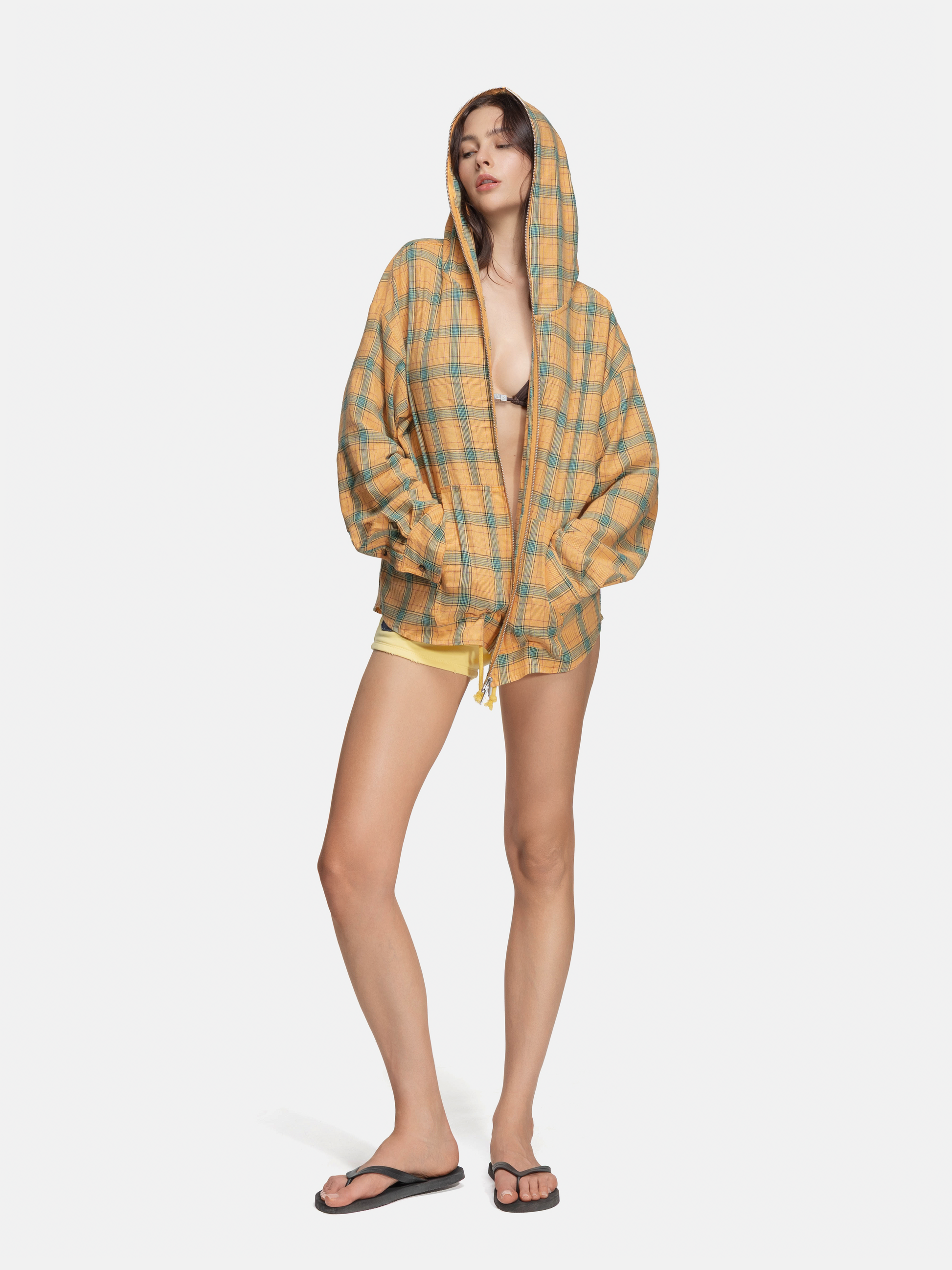 FLANNEL HOODIE - YELLOW