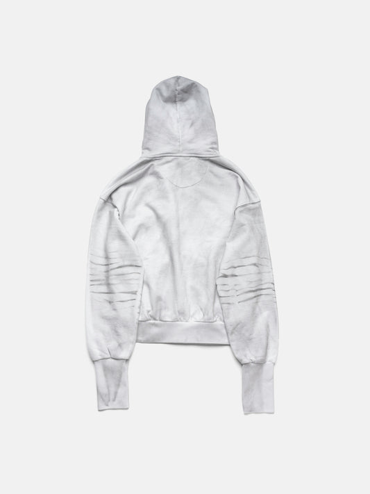 DIRTY SPRAY ZIP HOODIE - WHITE