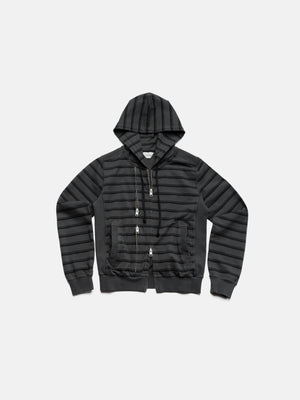 SLIM ZIP HOODIE - BLACK STRIPED